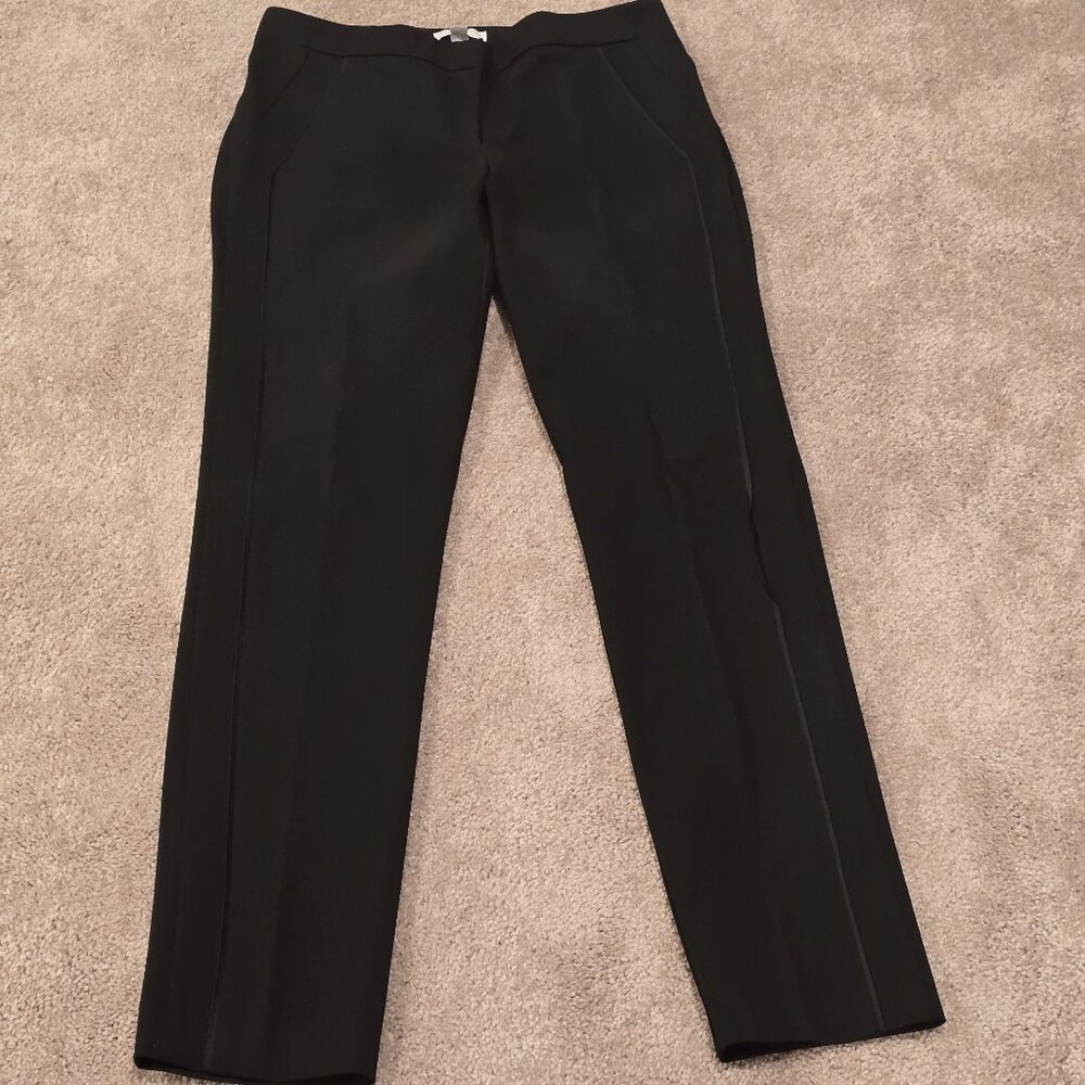 Ny&Company NWT Black Satin Trimmed 7th Avenue Stretch Tuxedo Pant Sz 4